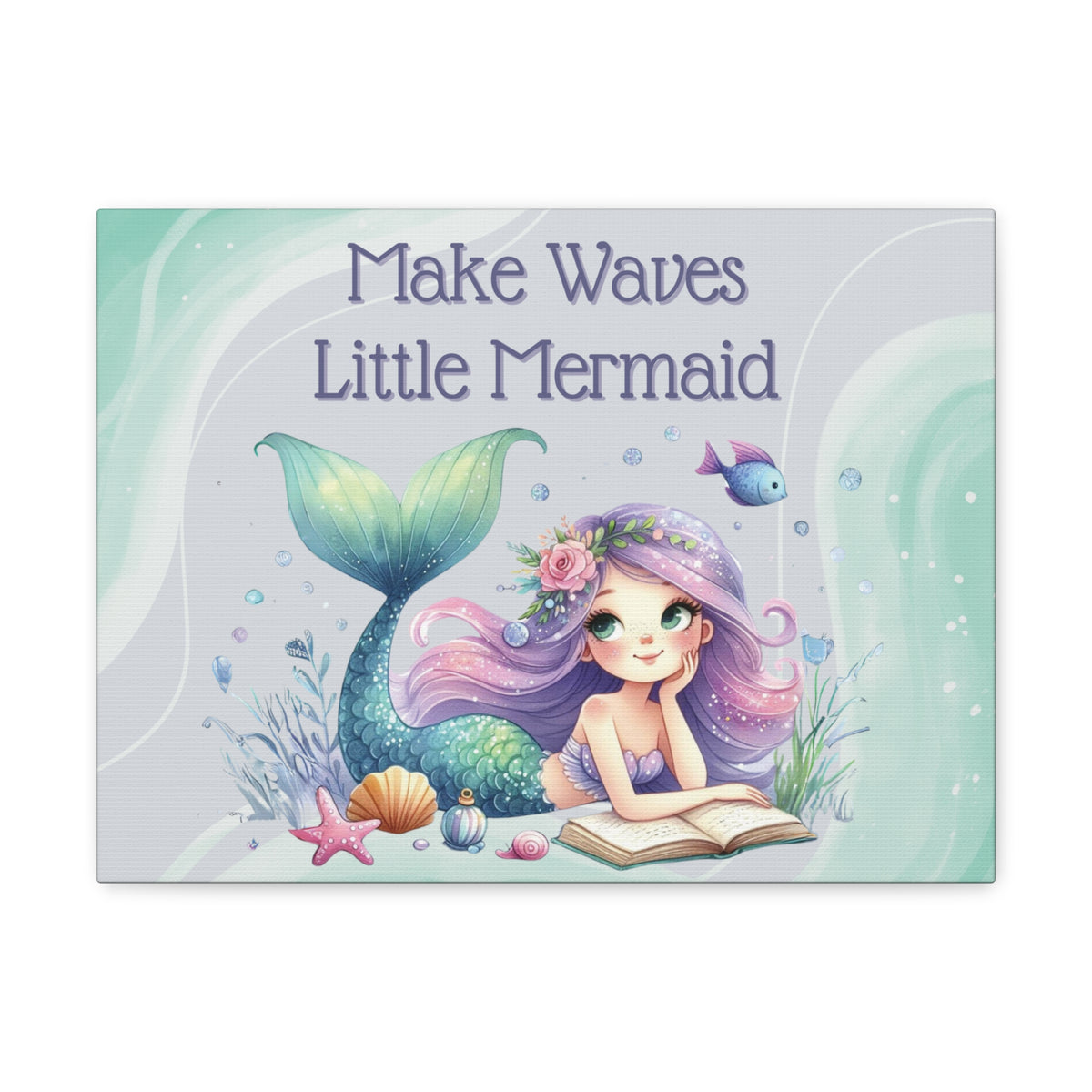 "Make Waves Little Mermaid" Kids Canvas-Ashley&#39;s Artistries