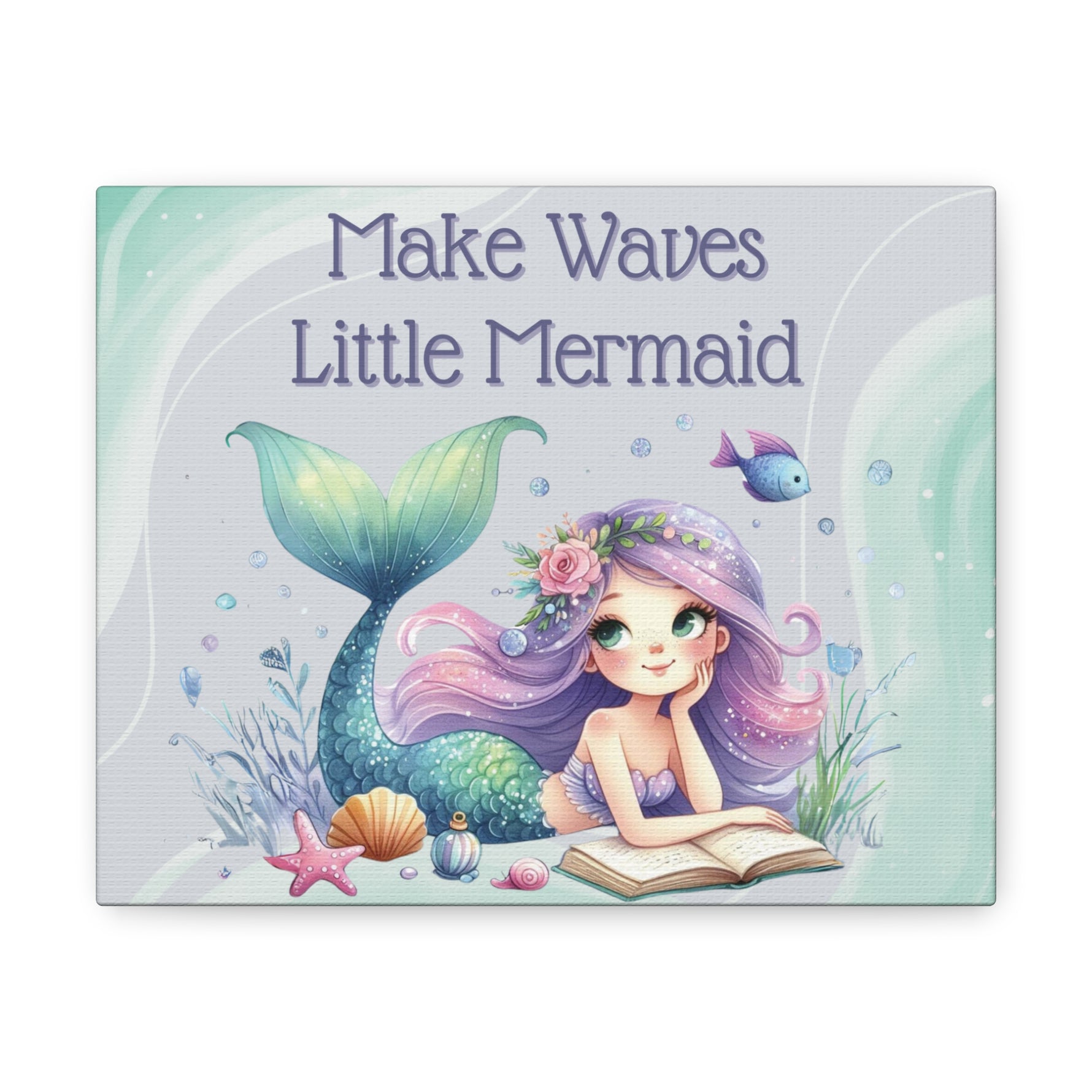"Make Waves Little Mermaid" Kids Canvas-Ashley&#39;s Artistries