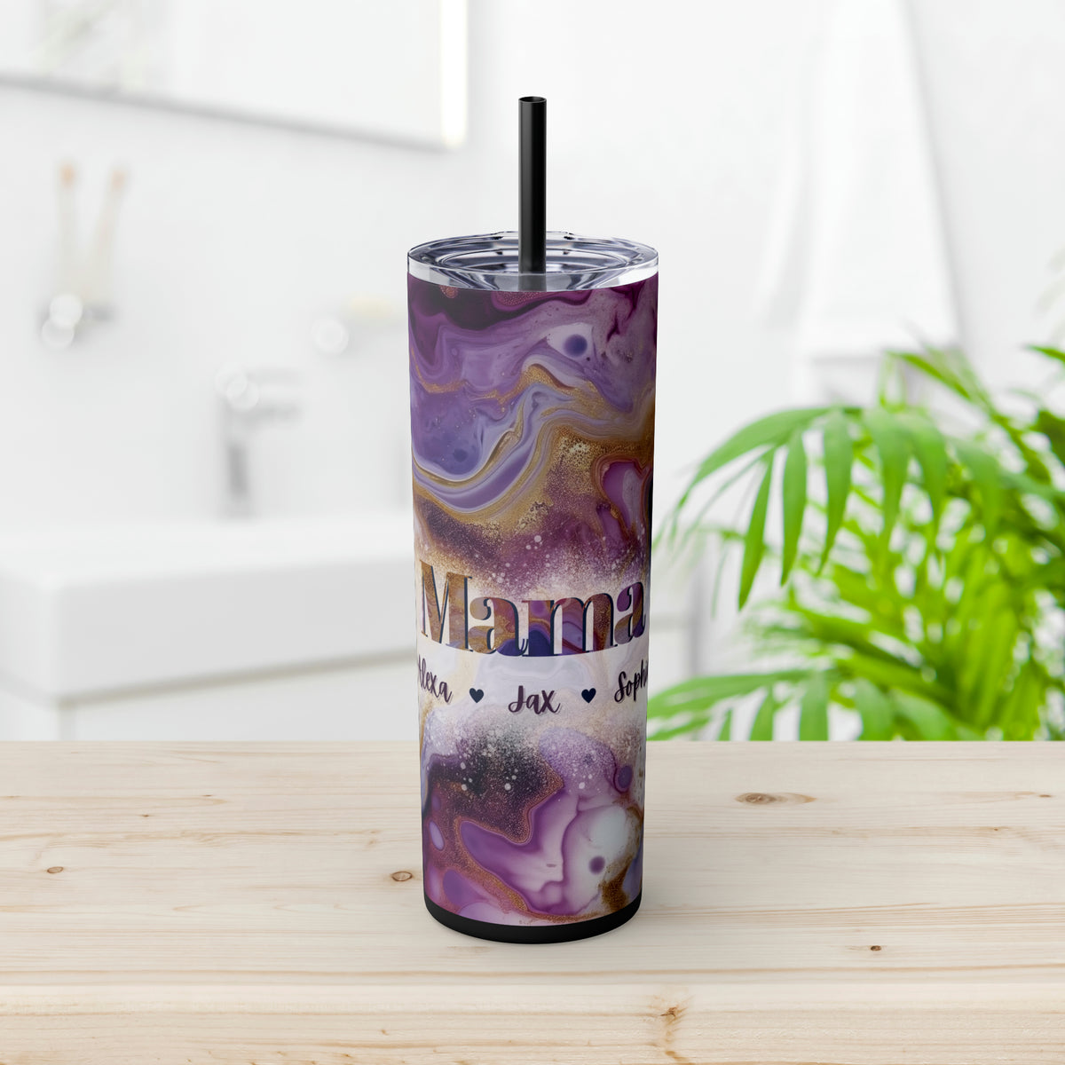 Personalized Marbled 20oz Skinny Tumbler- Mama-Ashley&#39;s Artistries